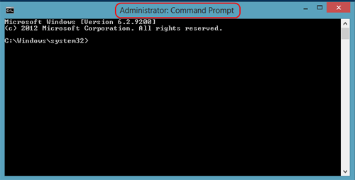 Windows 8 Administrator Command Prompt Window